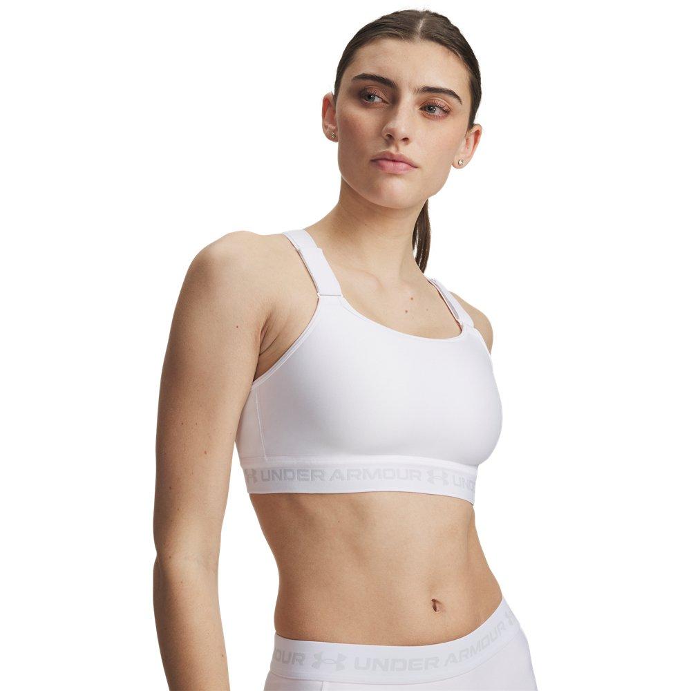 Under Armour Women's HeatGear Crossback High Support Sports Bra - White/Grey - WHITE/GREY